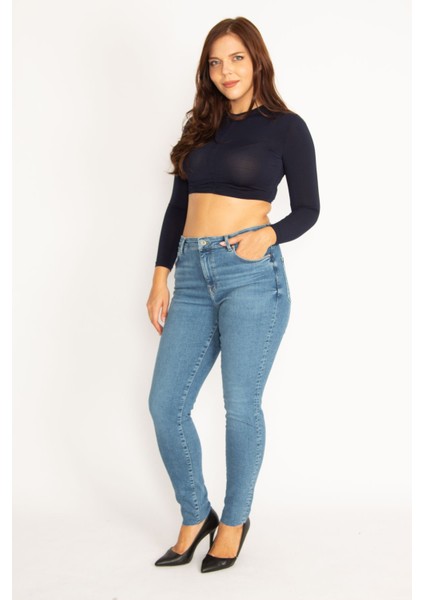 Kadın Mavi 5 Cep Skinny Jean Pantolon 65N34896