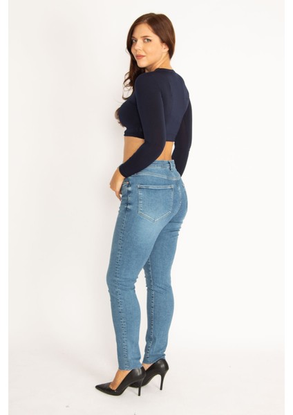 Kadın Mavi 5 Cep Skinny Jean Pantolon 65N34896 fiyatları