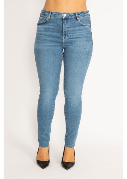 Kadın Mavi 5 Cep Skinny Jean Pantolon 65N34896 fırsatları