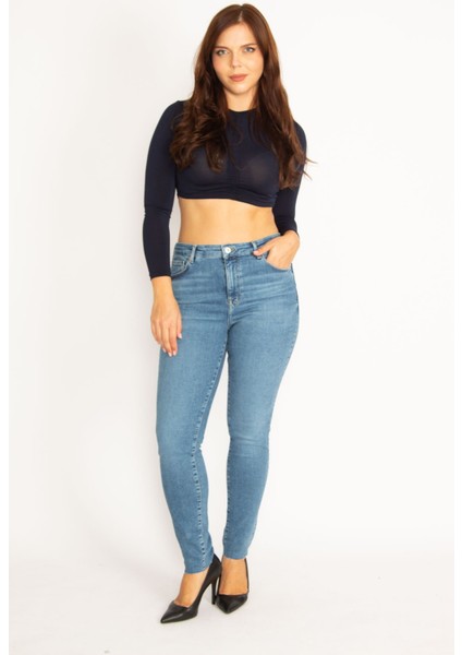 Kadın Mavi 5 Cep Skinny Jean Pantolon 65N34896 indirimleri