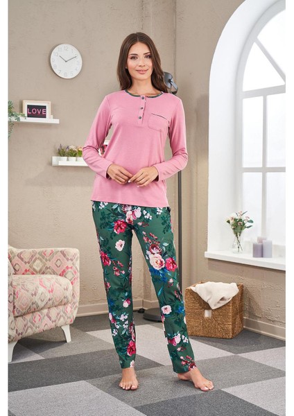 23509 Kadın Patlı Desenli Pijama Takım