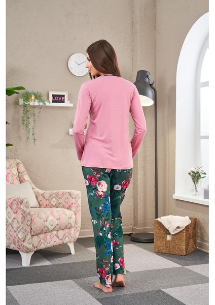 23509 Kadın Patlı Desenli Pijama Takım