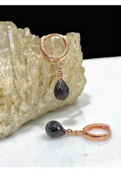 Doğal Damla Zümrüt Taşlı 925 Ayar Gümüş Küpe