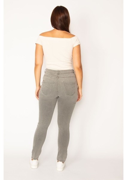 Kadın Gri Likralı Skınny Kot Pantolon 65N34357 fırsatları