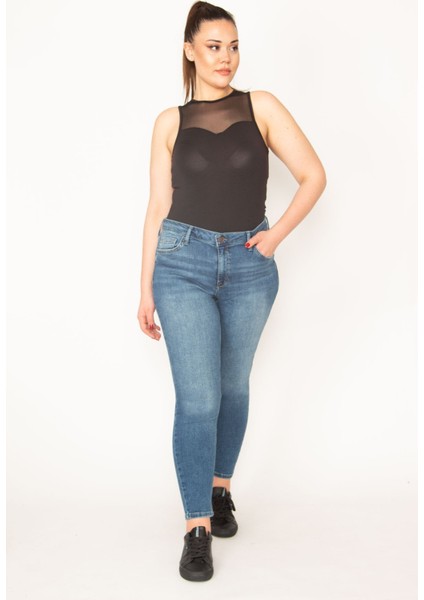 Kadın Mavi 5 Cep Likralı Skinny Jean Pantolon fiyatları
