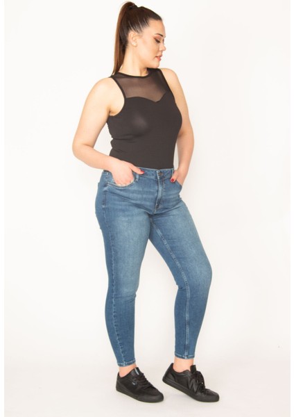 Kadın Mavi 5 Cep Likralı Skinny Jean Pantolon modelleri