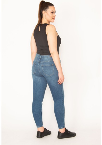 Kadın Mavi 5 Cep Likralı Skinny Jean Pantolon fırsatları