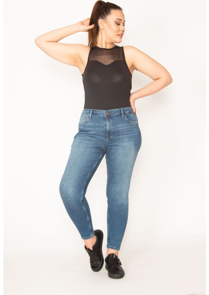 Kadın Mavi 5 Cep Likralı Skinny Jean Pantolon indirimleri