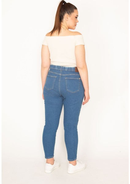 Kadın Mavi 5 Cep Likralı Skinny Jean Pantolon 65N34814