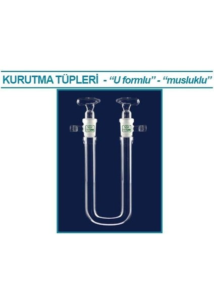 065.63.100 Kurutma Tüpü U Şekilli Musluklu Çap 13 mm Dişi:ns 14/23 100 mm 1 Adet