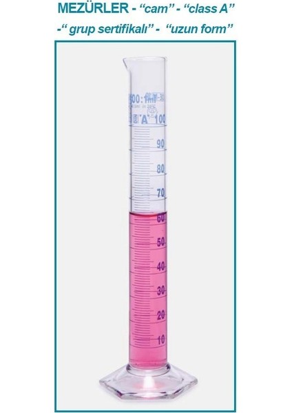 015.01.901 Mezür Uzun Form Hexagonal Cam Tabanlı Mavi Skala 1000 ml 2 Adet