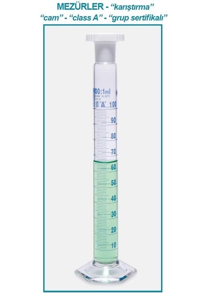 016.01.250 Mezür Çalkalama Hexagonal Cam Tabanlı Mavi Skala 250 ml 2 Adet