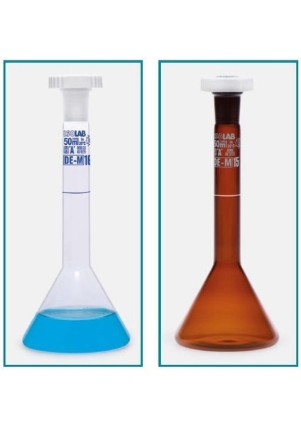 013.13.050 Balon Joje Trapezoidal Şeffaf Mavi Skala 50 ml Ns 12/21 2 Adet