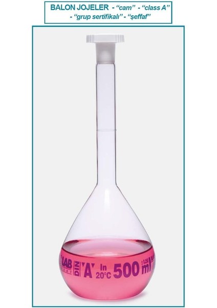013.01.400 Balon Joje Standard Şeffaf Mavi Skala 400 ml Ns 19/26 2 Adet