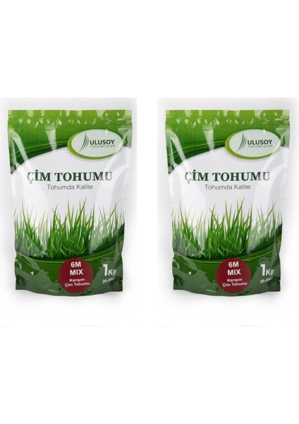 2 Adet Ulusoy 6m Mix Çim Tohumu Karışımı 1kg