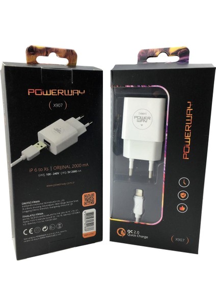 2A (Iphone) USB Kablolu Sarj Seti Powerway X907