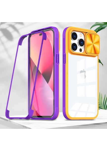For iPhone 14 Plus Menteşe Kayma Şeffaf Cep Telefonu Kılıfları(Yurt Dışından)