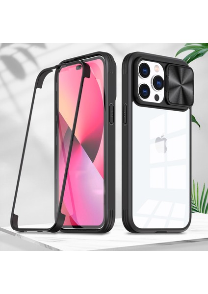 For iPhone 14 Plus Menteşe Kayma Şeffaf Cep Telefonu Kılıfları(Yurt Dışından)