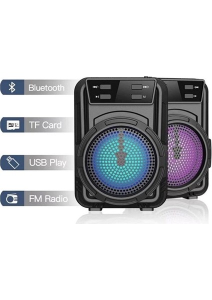 River World  River Mini Işıklı Kablosuz Taşınabilir Hoparlör Bluetooth Wireless Hoparlör USB Fm Sd Kart Okuyuculu