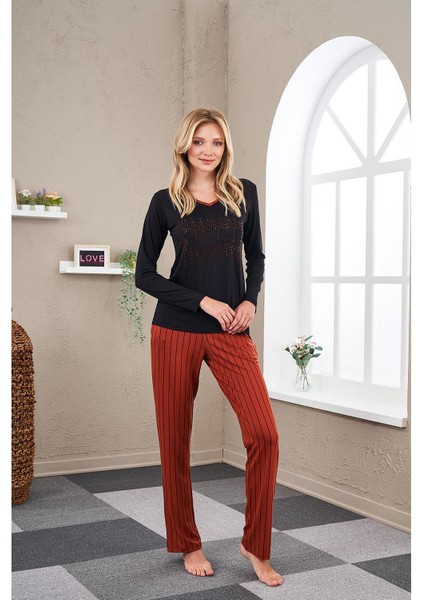 23540 Kadın Çizgili Pijama Takım modelleri
