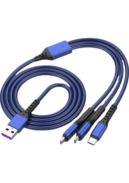 Mikro Usb/type-C/ios Için 66W 6A 3'ü 1 Arada Süper Hızlı Şarj Kablosu (Yurt Dışından)