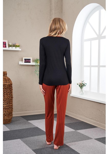 23540 Kadın Çizgili Pijama Takım modelleri