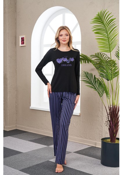 23543 Kadın Çizgili Pijama Takım
