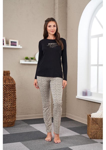 23545 Kadın Desenli Pijama Takım