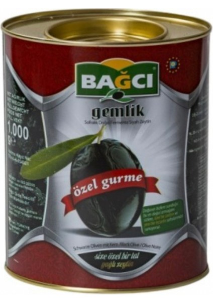 Gemlik Özel Gurme Siyah Zeytin Teneke 1 KG