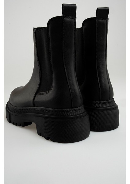 Lastik Detaylı Kalın Tabanlı Bot Siyah indirimleri