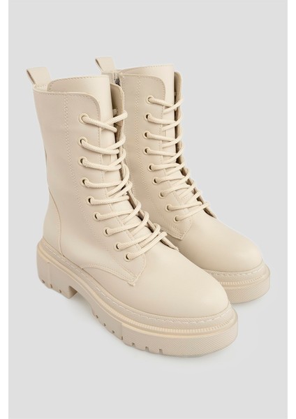 Kalın Tabanlı Bağcık Detaylı Bot Bej modelleri