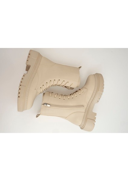 Kalın Tabanlı Bağcık Detaylı Bot Bej fiyatları