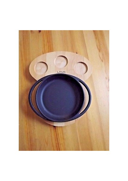 Ahşap Altlıklı Döküm Demir Yuvarlak Tava Çap (Ø) 16 cm