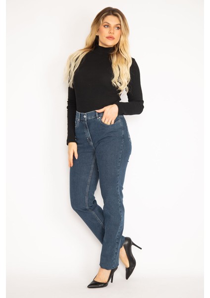 Kadın Lacivert 5 Cepli Kot Pantolon 65N35143 fırsatları