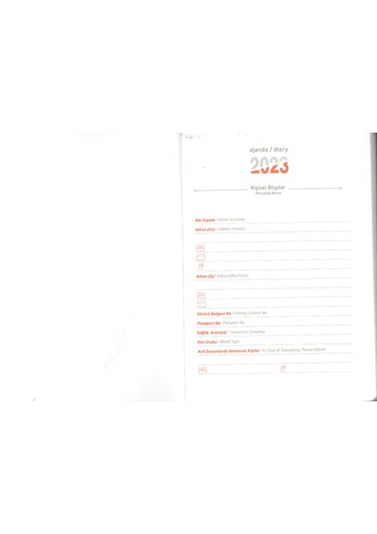 2023 Ekonomik Cilt Bezi Ajanda 14X20
