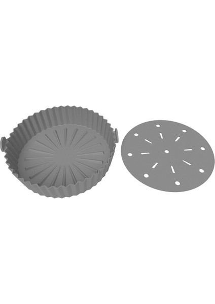 Çok Fonksiyonlu Isıya Dayanıklı Silikon Fritöz Kabı - Gri (Yurt Dışından)