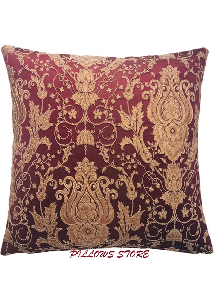 Kabartmalı Çiçek Desenli Bordo Kırlent Kılıfı 45CM*45CM