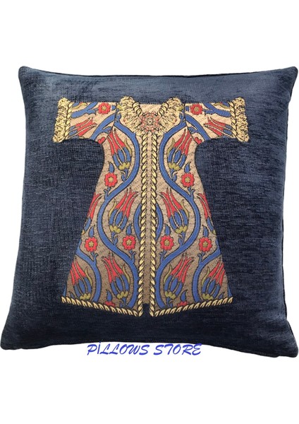 Kaftan Desenli Lacivert Kırlent Kılıfı 45CM*45CM