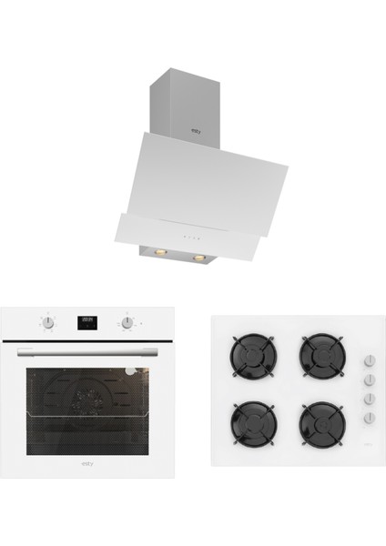 Esty Ankastre Beyaz Set ( Digital Fırın-Dokunmatik Davlumbaz )