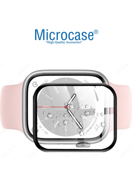 Apple Watch 8 41 mm Tam Kaplayan Kavisli Ekran Koruyucu 3D Pet Film - Siyah modelleri