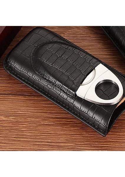Deri Puro Kılıfı Seyahat Için, Taşınabilir 2 Tüp Tutucu Humidor ile Puro Kesici, Puro Aksesuarları (Yurt Dışından)