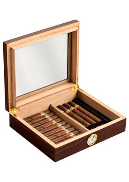 Cedar Ahşap Puro Seyahat Nemlendirici Higrometre Puro Humidor Sigaren Kutusu ile Taşınabilir Puro Kılıfı Taşınabilir Puro Kılıf (Yurt Dışından)