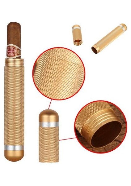 Metal Puro Tüp Durumda Seyahat Cep Tüp Puro Neme Kutusu Taşınabilir Açık Tutucu Puro Kılıfı Kavanoz Mini Zigarren Kutusu (Yurt Dışından) fırsatları