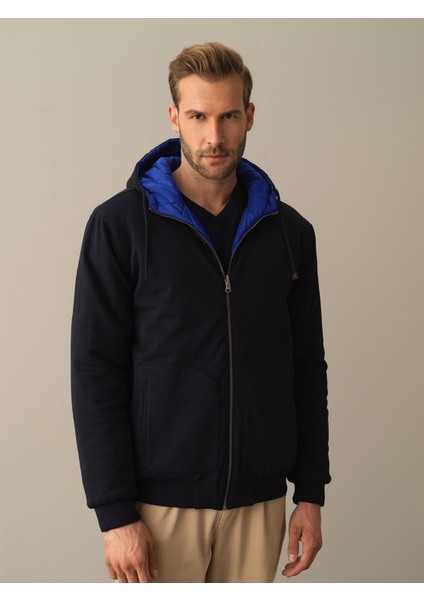Erkek Mavi Çift Taraflı Regular Fit Mont fırsatları