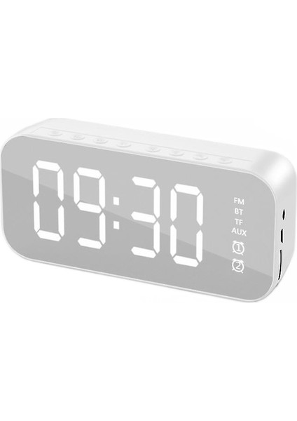 Çok Fonksiyonlu LED Dijital Çalar Saat, Bluetooth Hoparlör, Başucu Masaüstü Aydınlık Elektronik Müzik Kutusu (Beyaz) (Yurt Dışından)