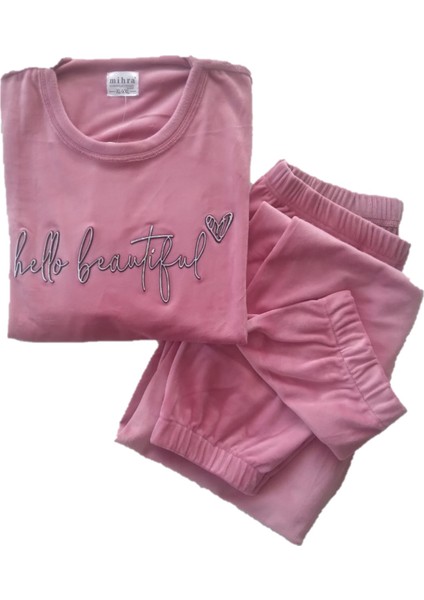 Kadın Uzun Kollu Soft Fransız Kadife Kışlık Pijama Takımı