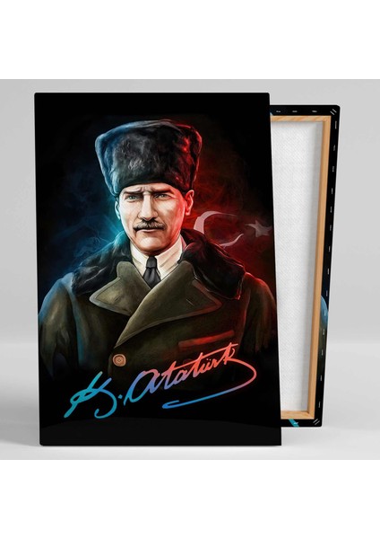 Gazi Mustafa Kemal Atatürk ve Türk Bayrağı Kanvas Tablo fiyatları