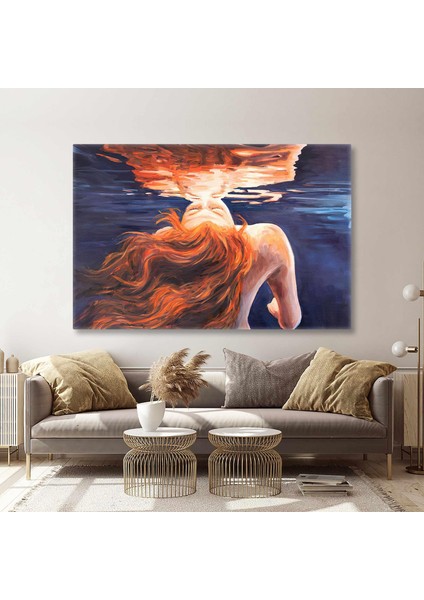 Kızıl Saçlı Deniz Kızı Deniz Altı Kanvas Tablo