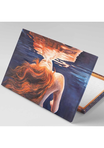 Kızıl Saçlı Deniz Kızı Deniz Altı Kanvas Tablo fiyatları