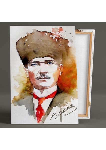 Gazi Mustafa Kemal Atatürk Sulu Boya Kanvas Tablo